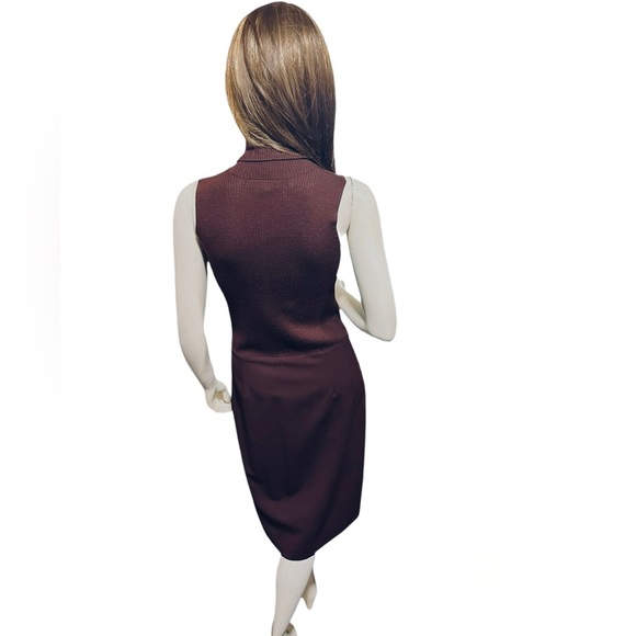 Ann Taylor Brown Size 2 Ribbed Knit Turtleneck Dress with Drop Waist - Picture 4 of 4